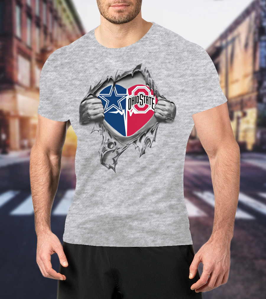 Dallas Cowboys Ohio State Buckeyes Heart T-Shirt