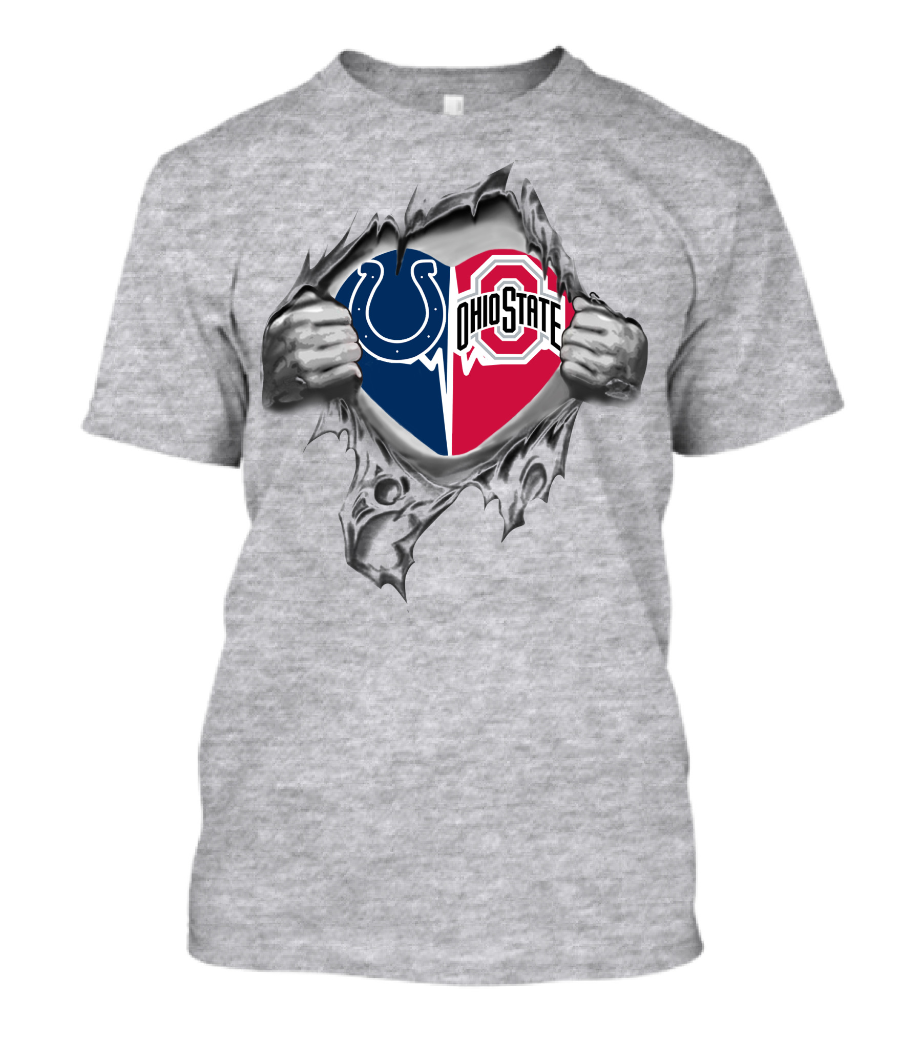 Indianapolis Colts Ohio State Buckeyes Split Logo Fan Crossover T-Shirt