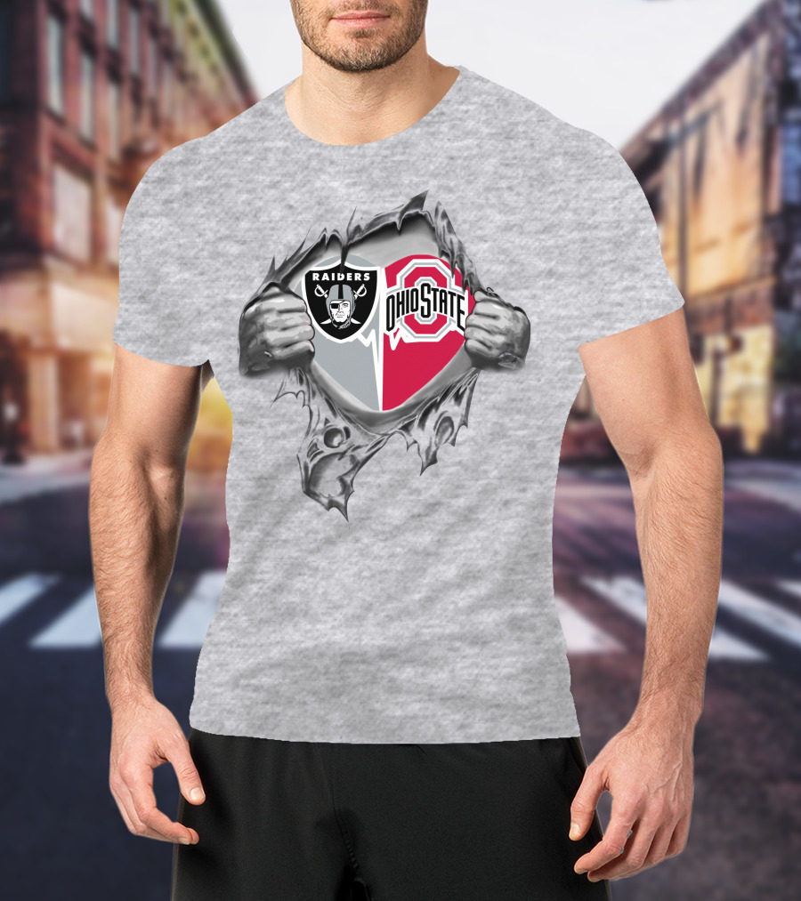 Raiders Ohio State Buckeyes Logo Ripped T-Shirt