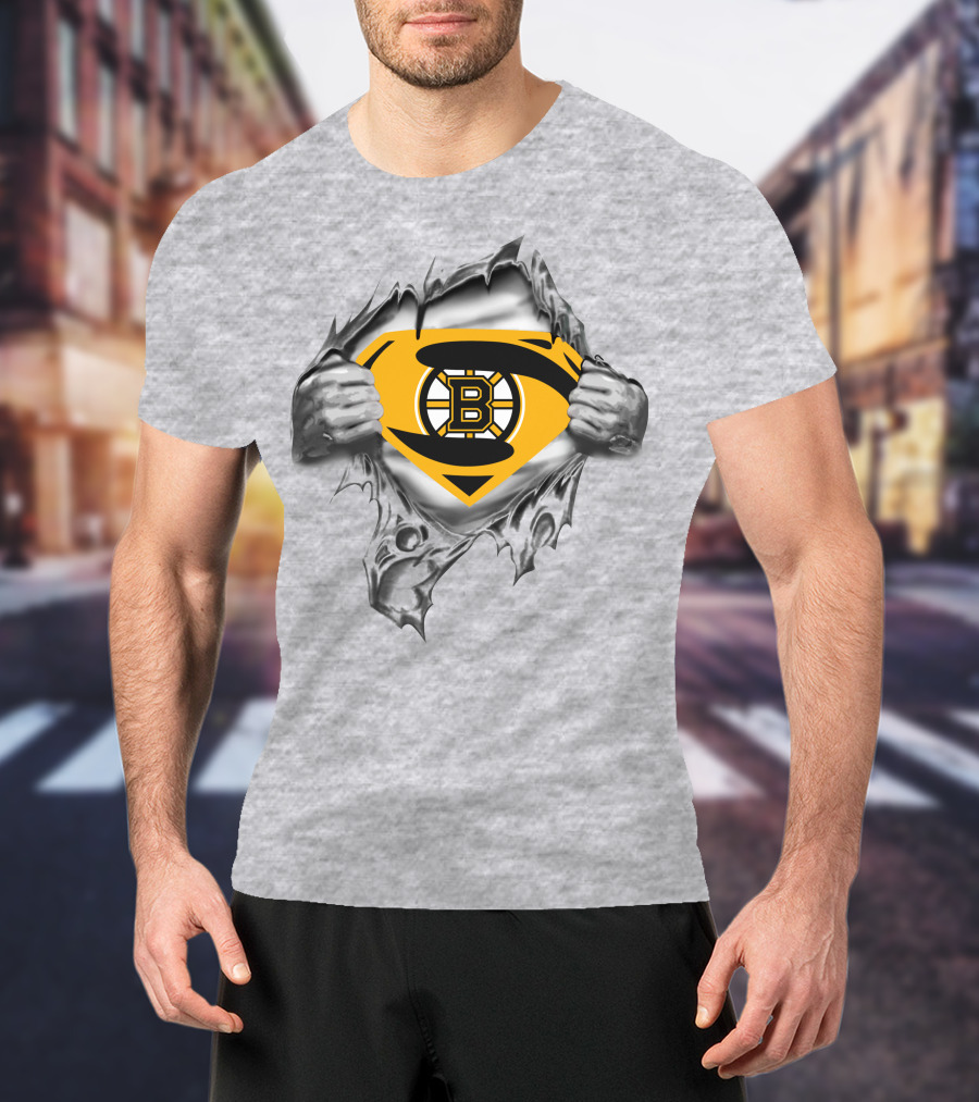 Boston Bruins Superman Logo Reveal T-Shirt