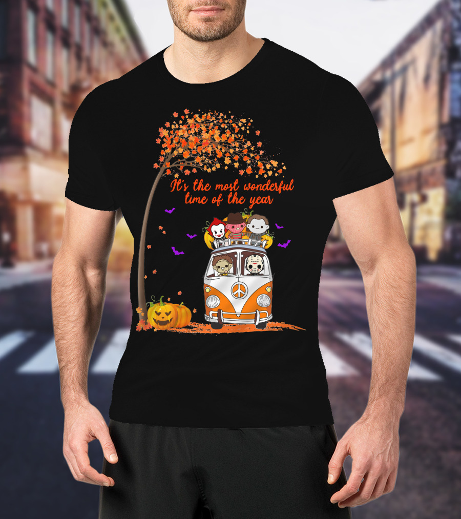 Horror Characters Halloween Road Trip Most Wonderful Time Of The Year T-Shirt