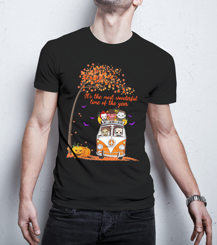 Horror Characters Halloween Road Trip Most Wonderful Time Of The Year T-Shirt