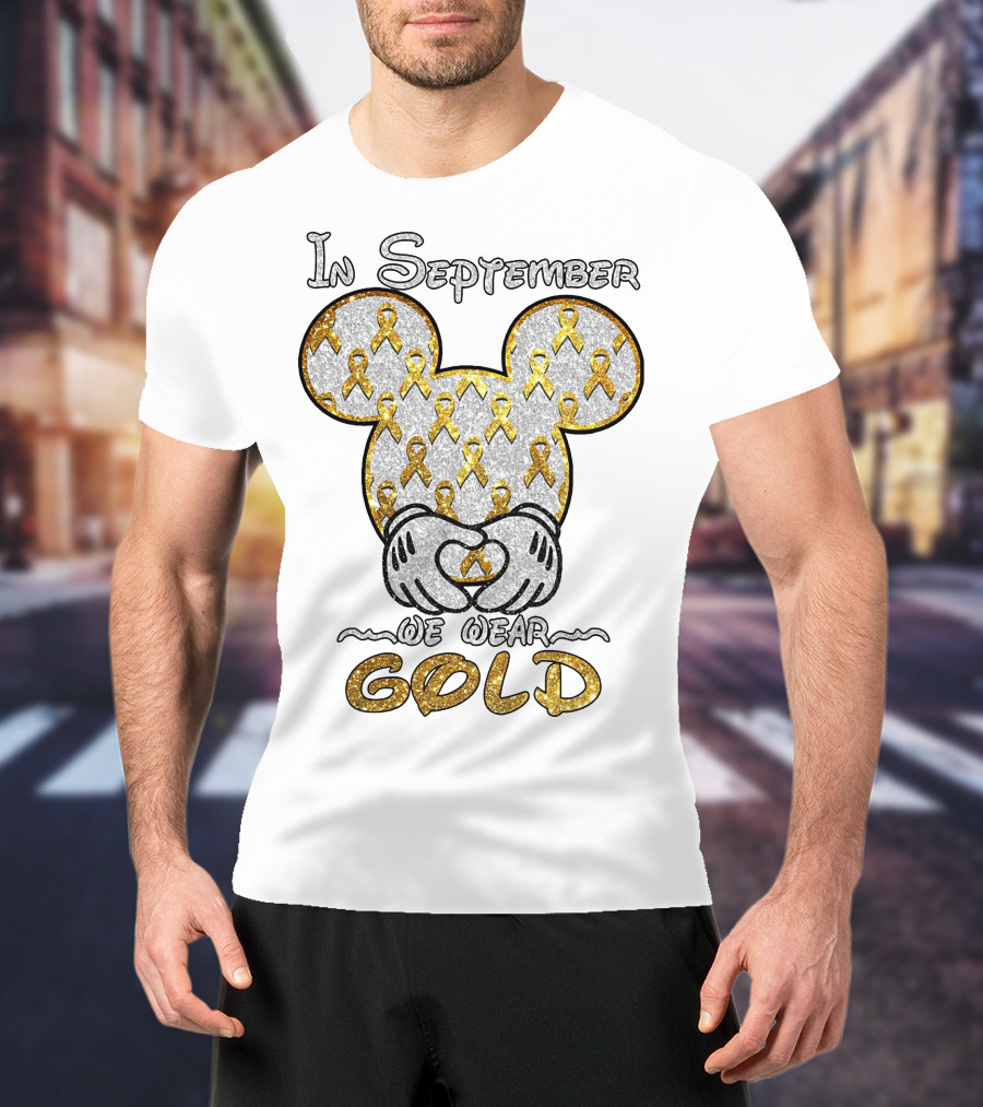 Mickey Mouse In September We Wear Gold Ribbons T-Shirt