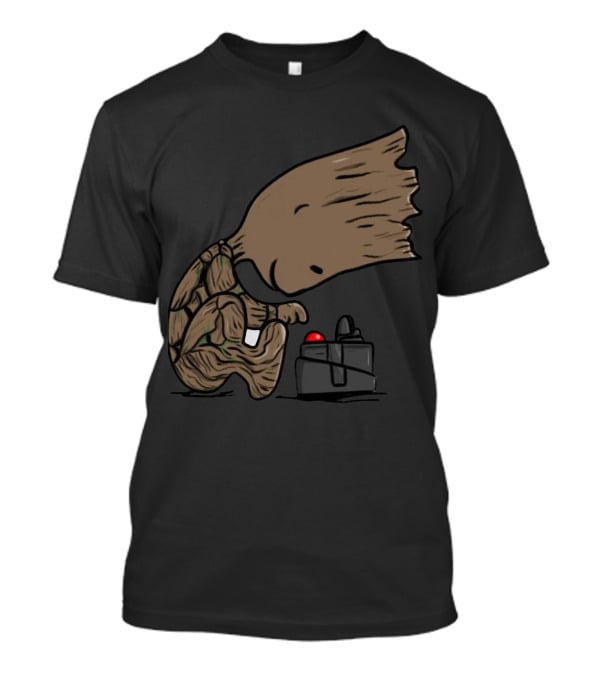 Pea Groots Guardians Of The Galaxy Cute Cartoon Character With Button T-Shirt
