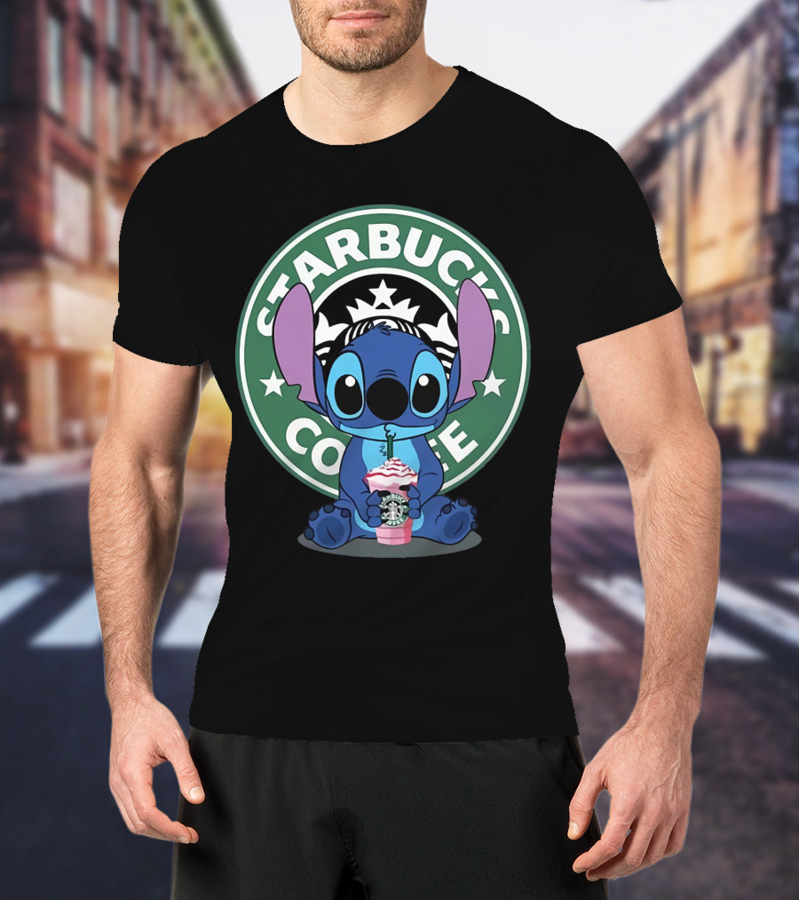 Stitch Drinking Starbucks Coffee T-Shirt