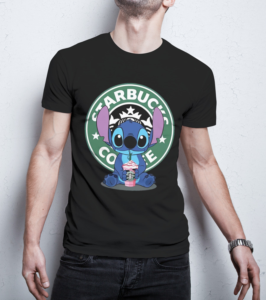 Stitch Drinking Starbucks Coffee T-Shirt