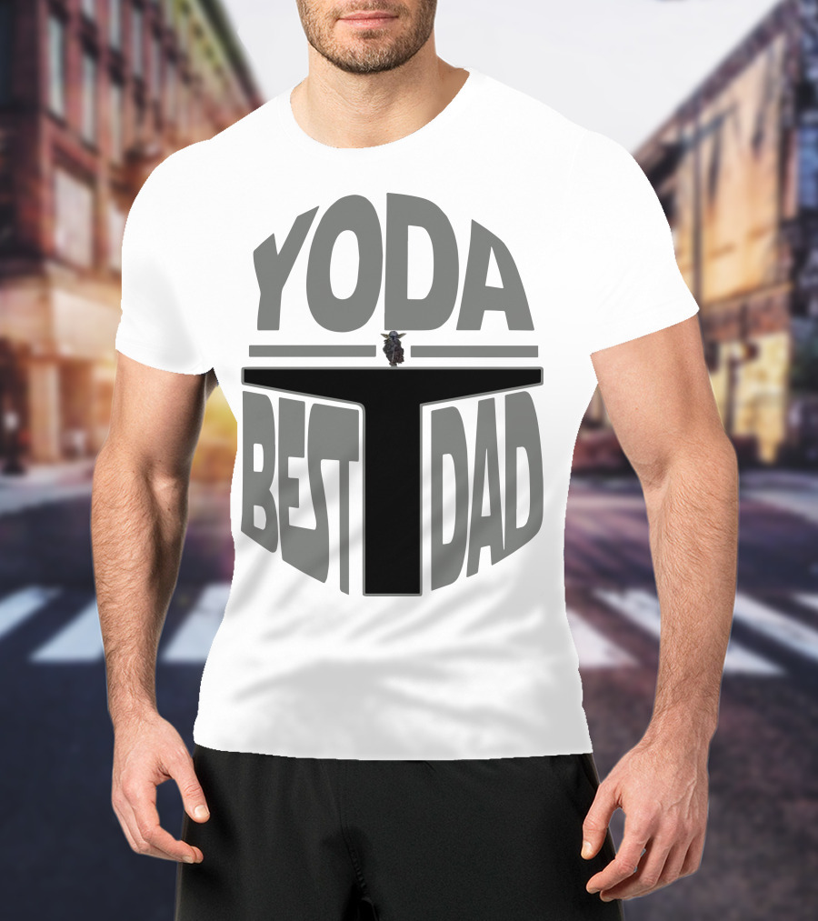 Yoda Best Dad The Mandalorian Helmet Baby Yoda T-Shirt