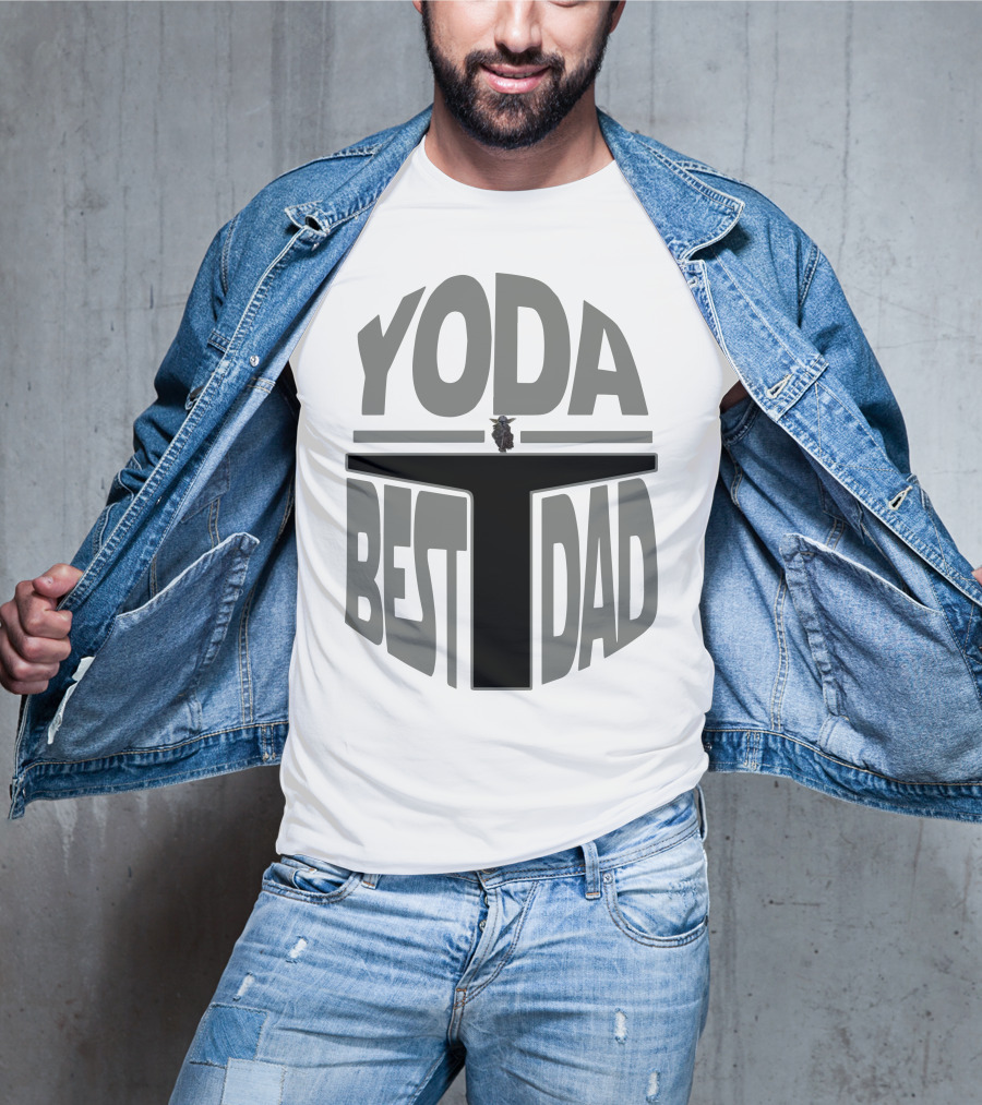 Yoda Best Dad The Mandalorian Helmet Baby Yoda T-Shirt