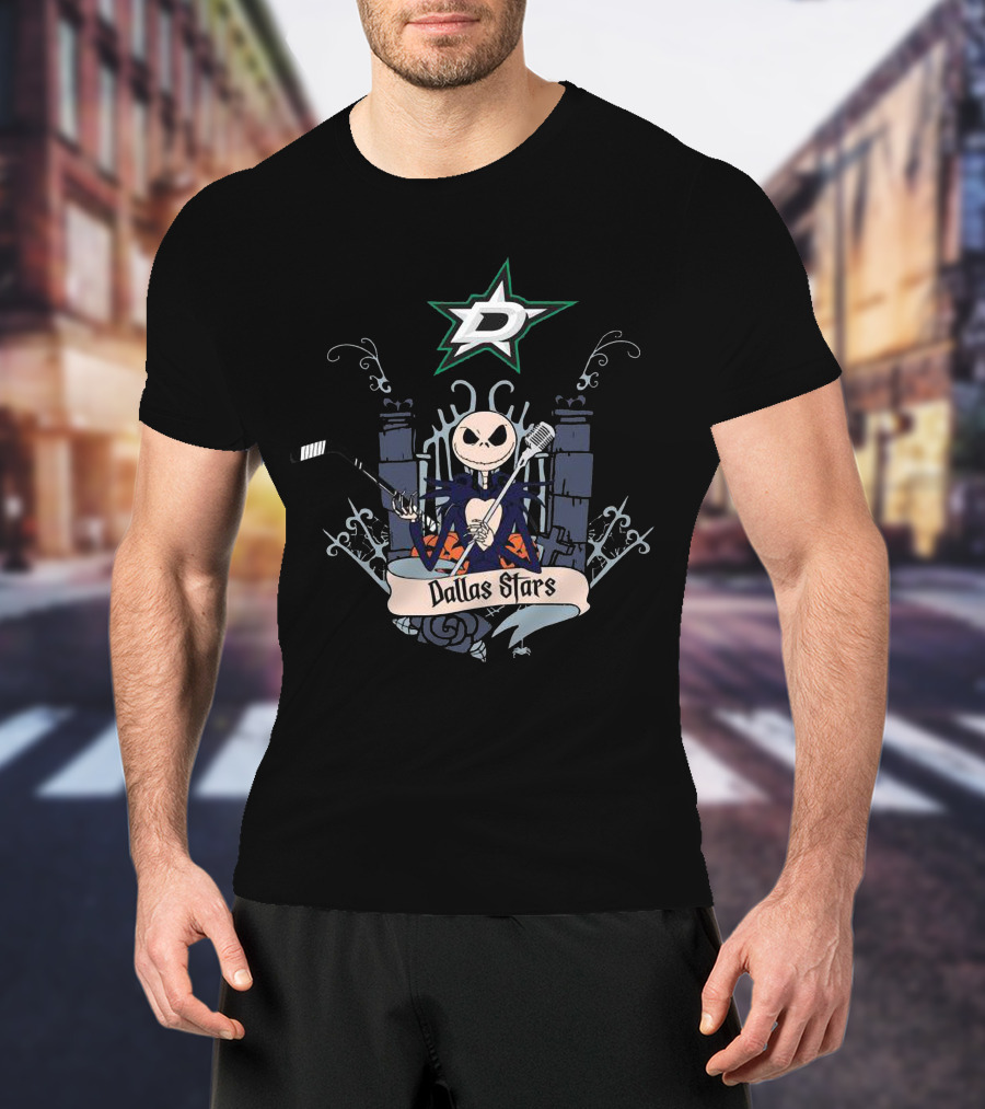 Dallas Stars Halloween Jack Skellington Hockey T-Shirt