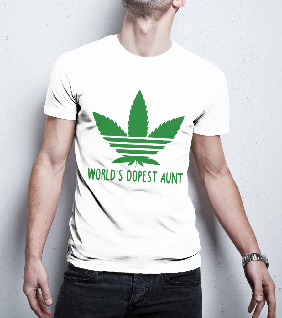 World's Dopest Aunt Marijuana Leaf Stripes T-Shirt