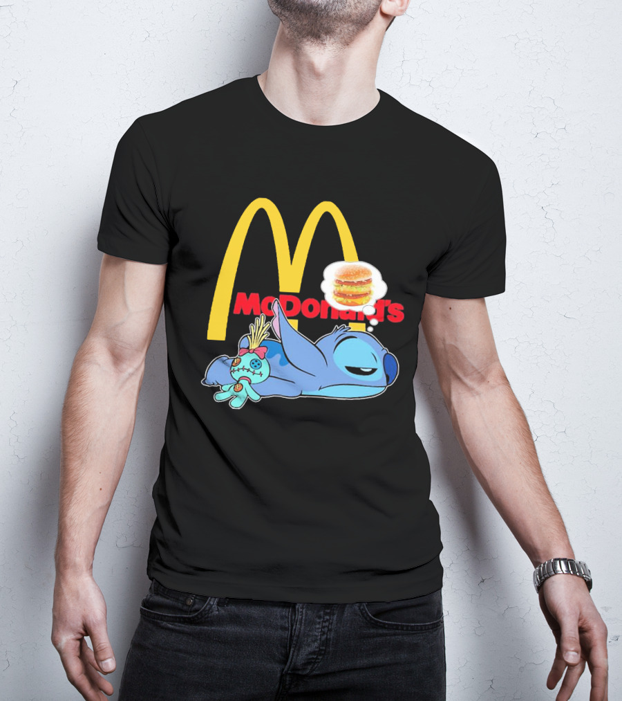 Stitch Sleeping Under McDonald's Golden Arches Dreaming Of Burger T-Shirt