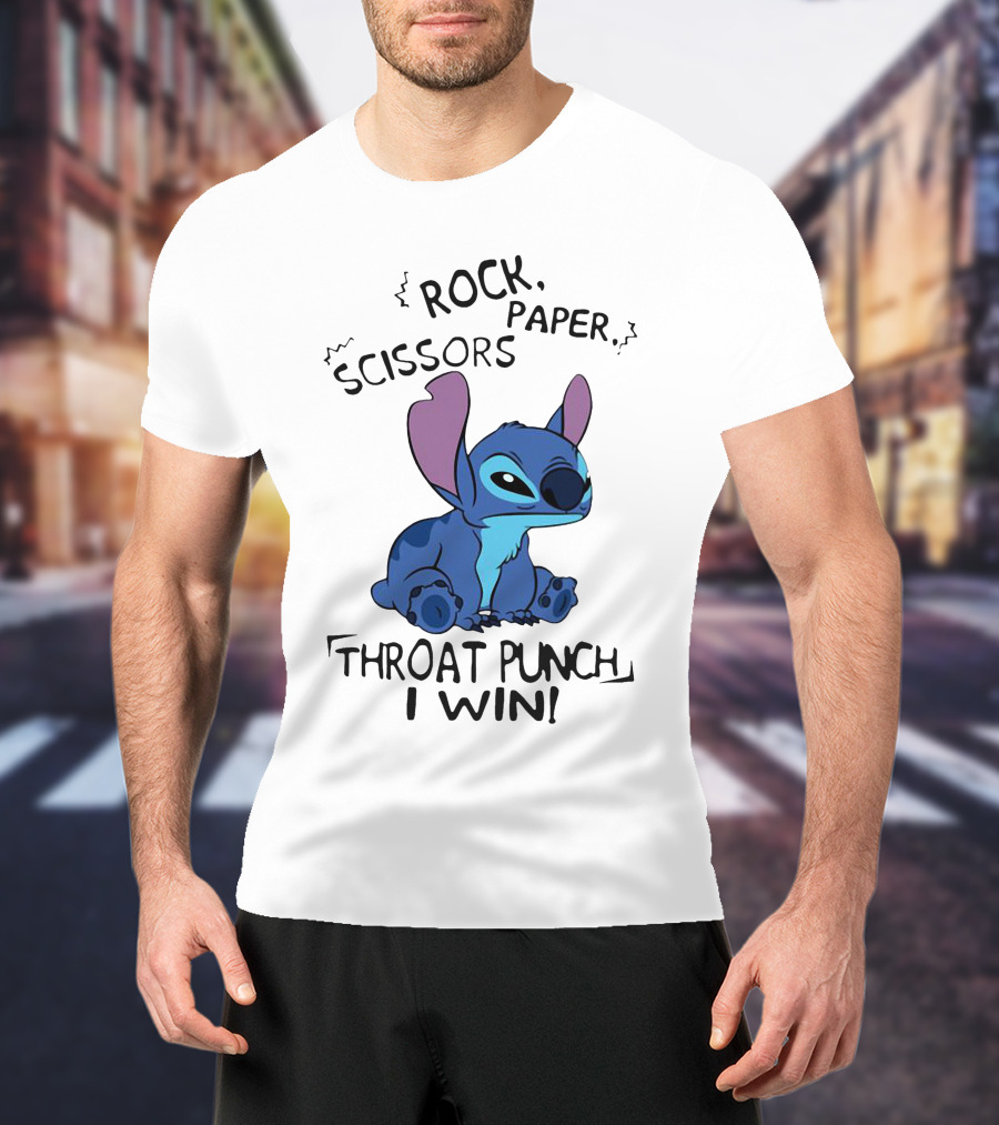 Stitch Rock Paper Scissors Throat Punch I Win T-Shirt