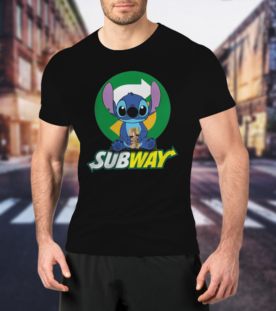 Baby Stitch Holding Subway Sandwich T-Shirt