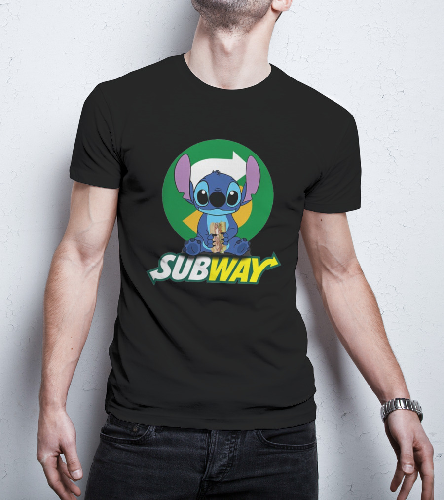 Baby Stitch Holding Subway Sandwich T-Shirt
