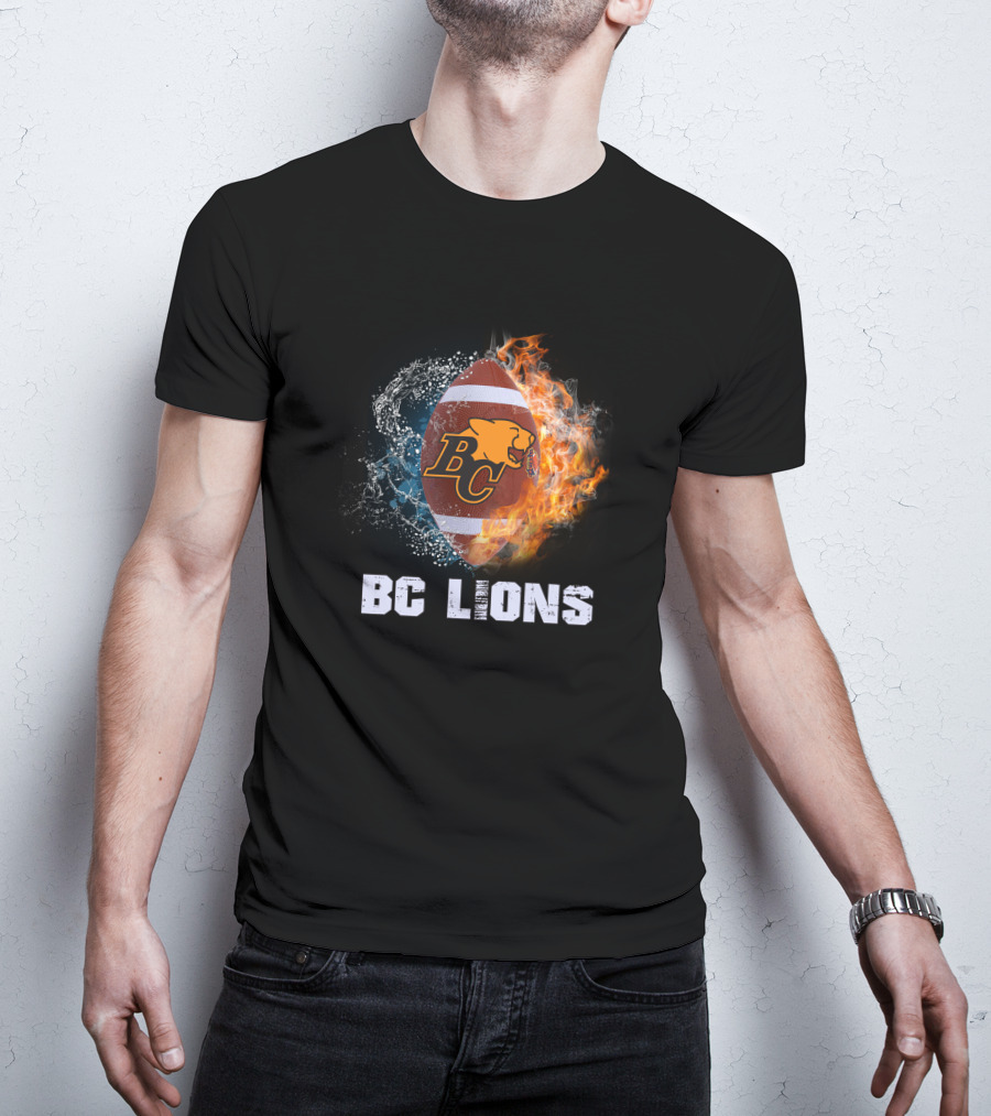 BC Lions Football Logo With Fire And Water Elements T-Shirt