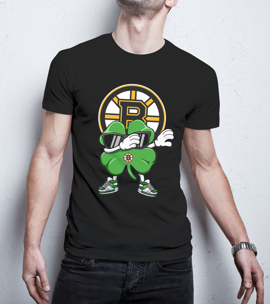 Boston Bruins Clover Dab Hockey Luck T-Shirt