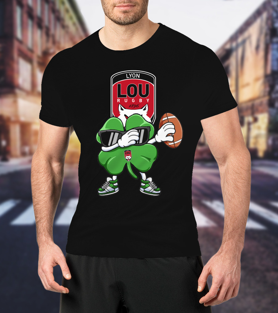 LOU Rugby Lyon 1896 Shamrock Mascot With Rugby Ball T-Shirt