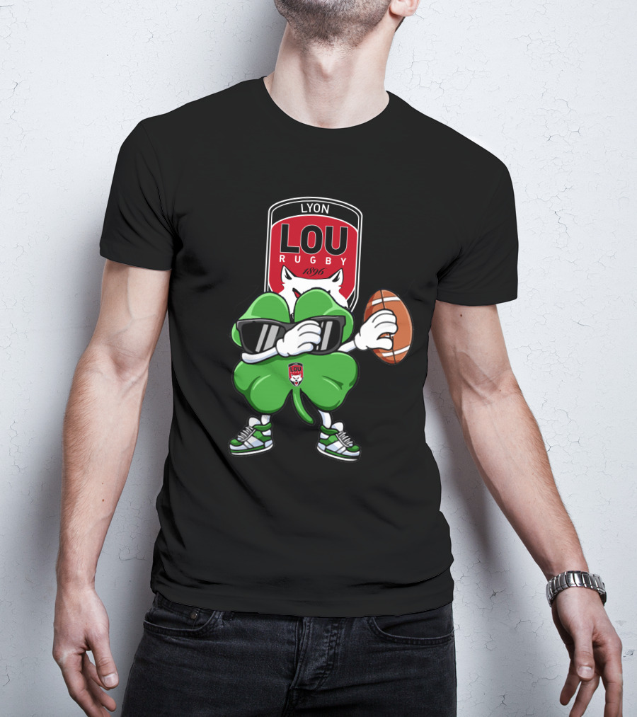 LOU Rugby Lyon 1896 Shamrock Mascot With Rugby Ball T-Shirt