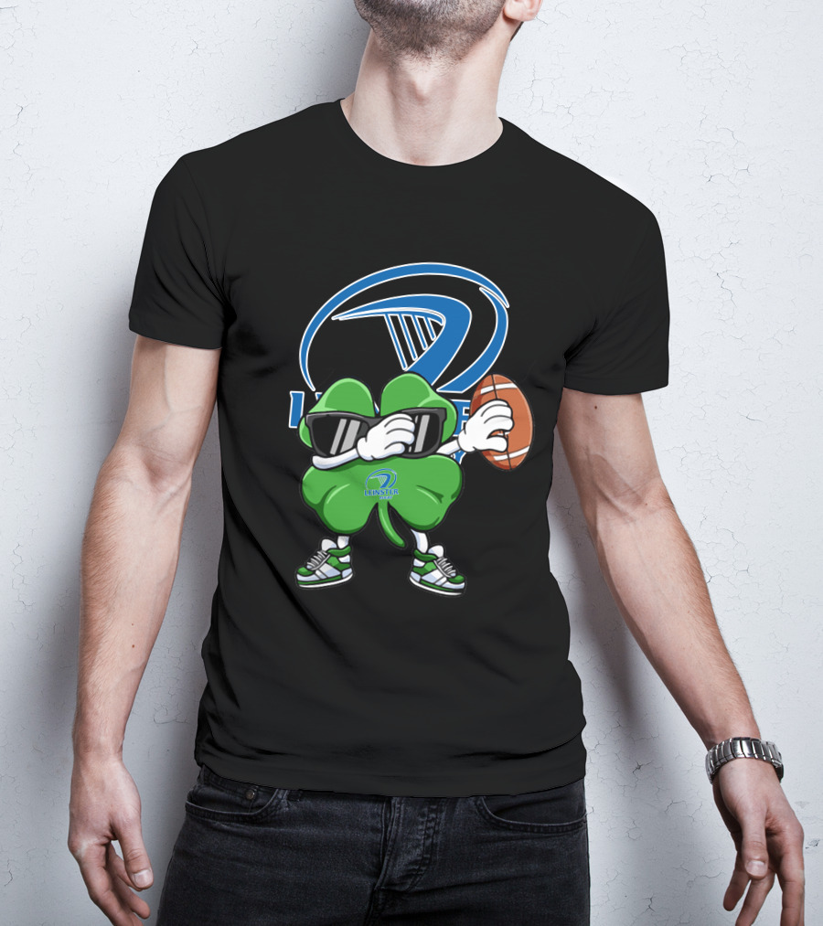 Leinster Rugby Shamrock Mascot Holding Rugby Ball T-Shirt