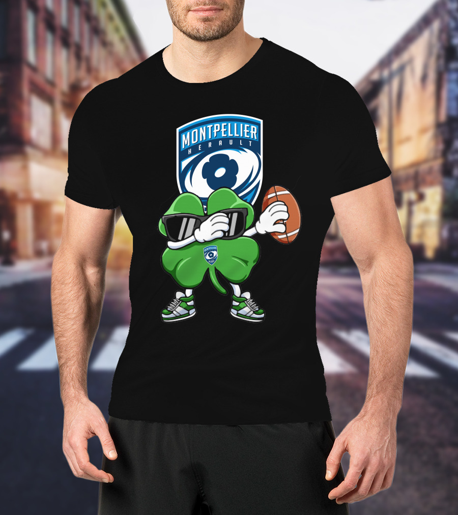Montpellier Hérault Rugby Cool Clover Football Character T-Shirt