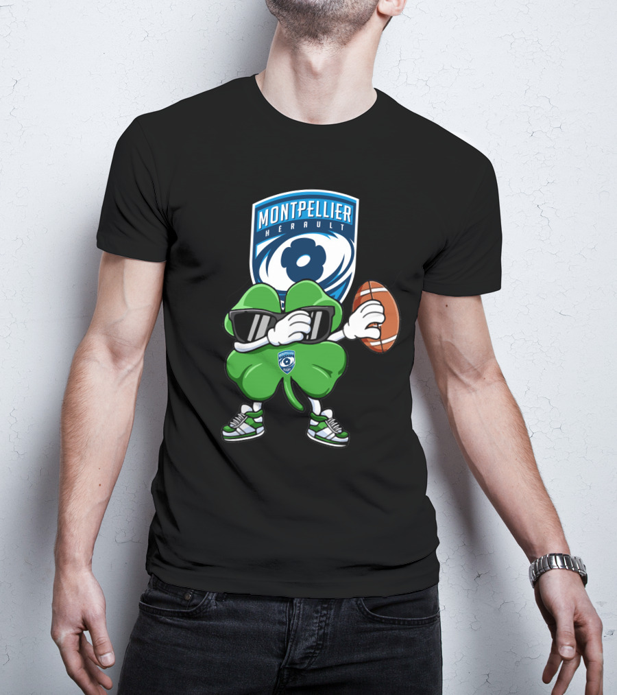 Montpellier Hérault Rugby Cool Clover Football Character T-Shirt