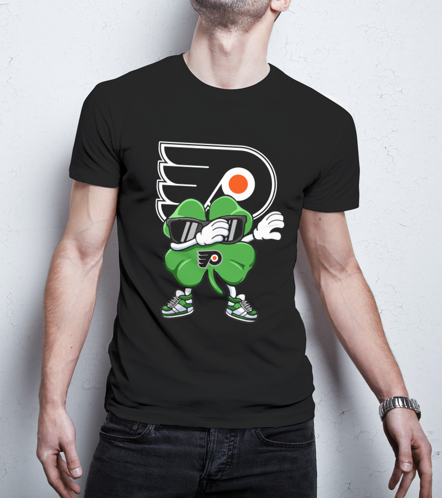 Philadelphia Flyers Clover Dab With Mascot Sneakers And Shades T-Shirt