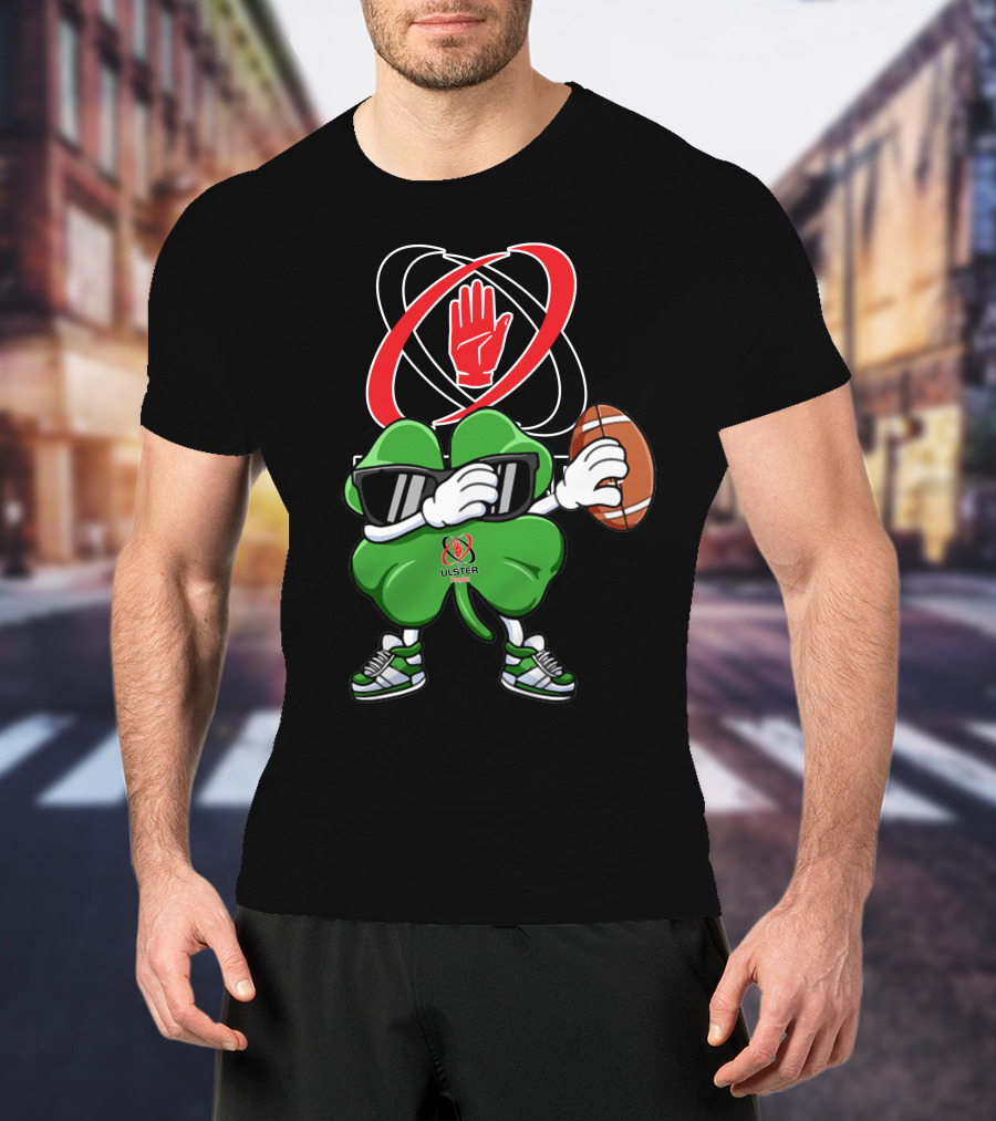 Ulster Rugby Clover Football Icon With Red Hand T-Shirt