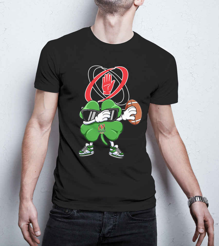 Ulster Rugby Clover Football Icon With Red Hand T-Shirt