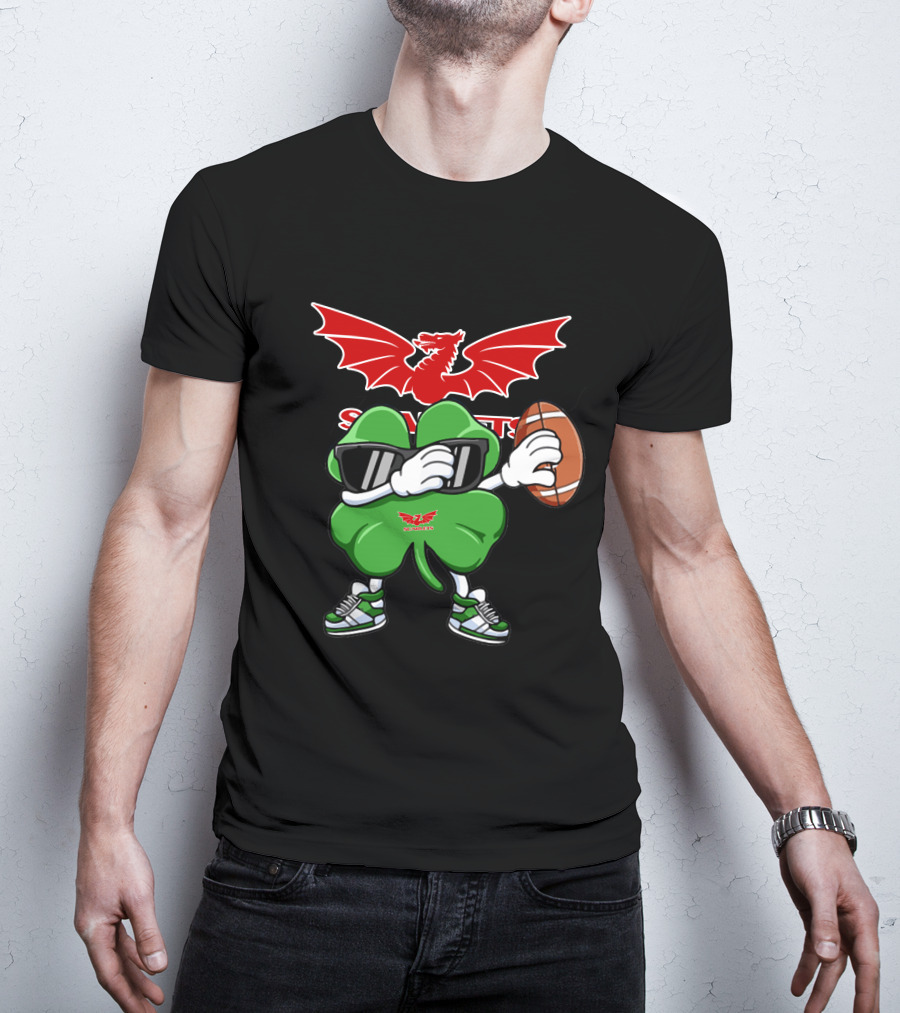 Scarlets Welsh Dragon Clover Football T-Shirt
