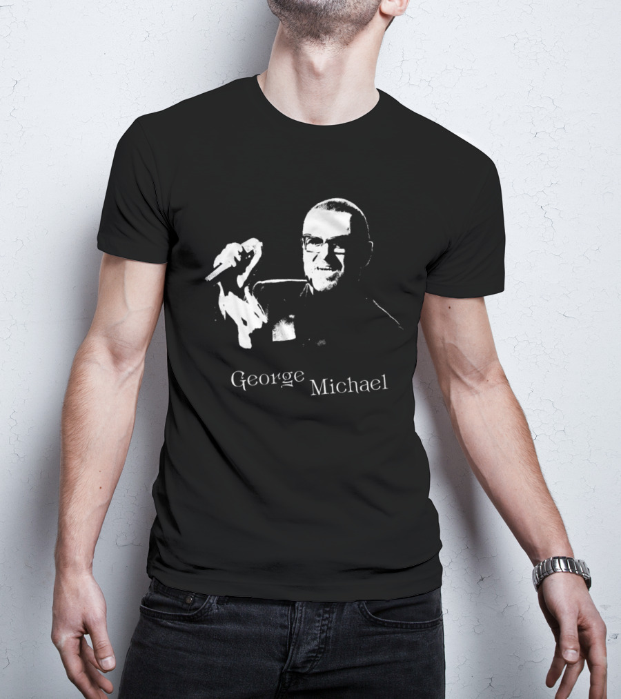George Michael Monochrome Microphone T-Shirt