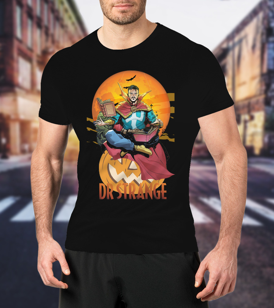 Dr Strange Halloween Comic Art Pumpkin Moon T-Shirt
