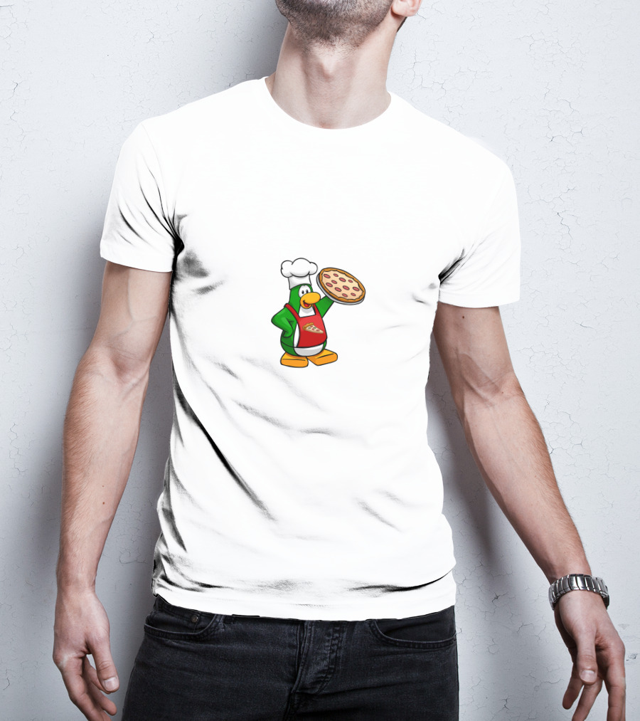 Club Penguin Pizza Parlor Chef Penguin Holding Pizza T-Shirt