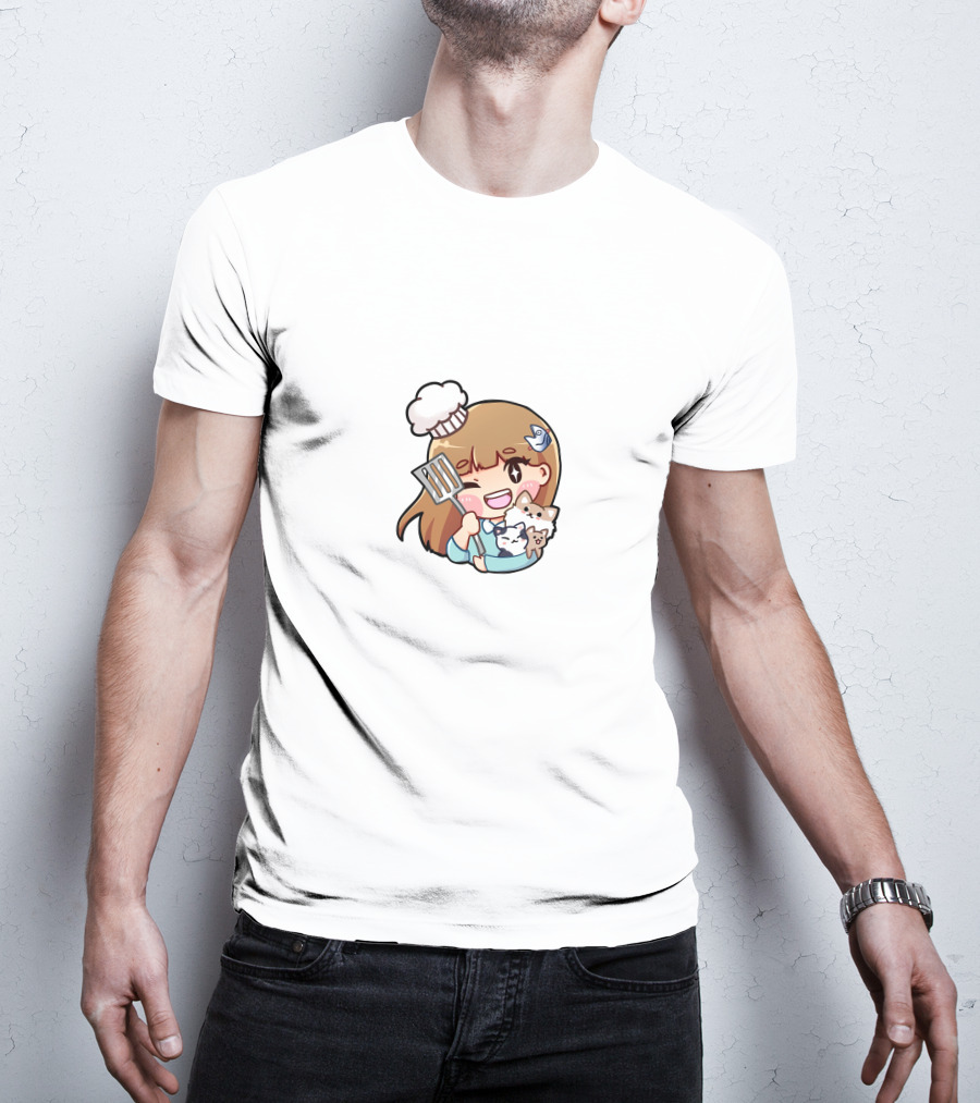 Offlinetv Twitter Cartoon Chef Girl With Pets And Spatula T-Shirt