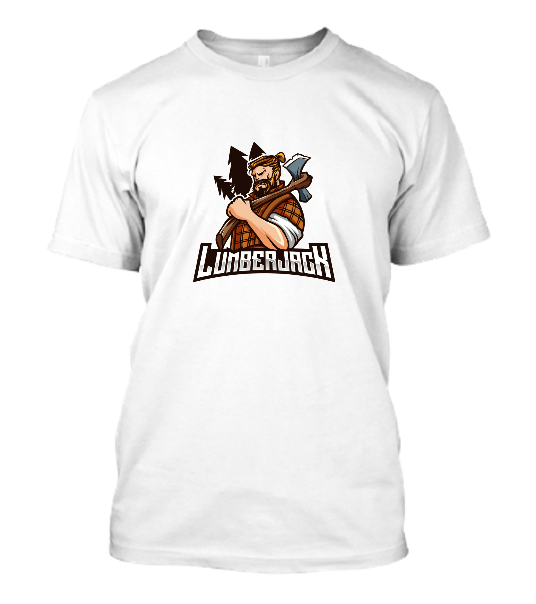 Lumberjack Axe Woodsman Plaid Flannel Woodcutter Forest Trees T-Shirt