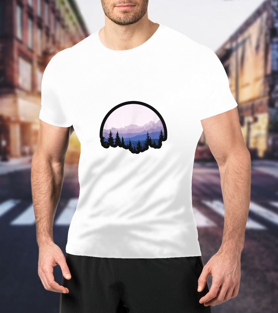 Mountain Strong Alpine Silhouette Forest Scene T-Shirt