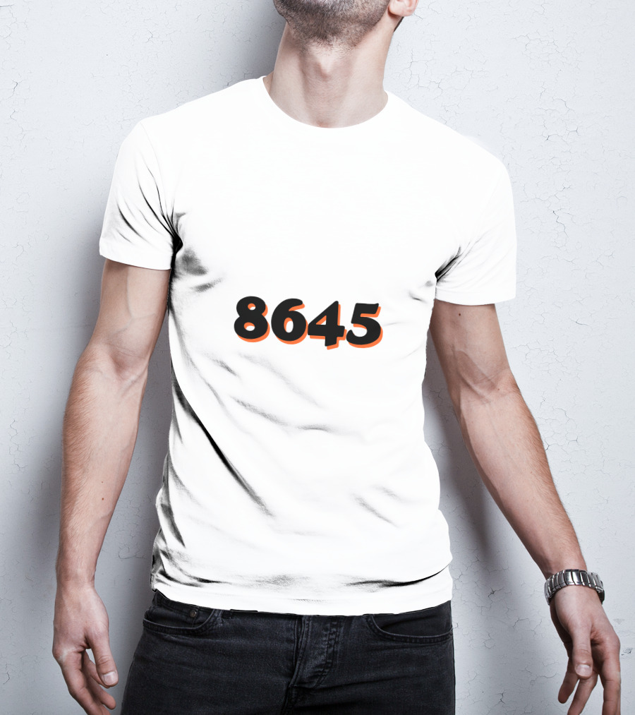 8645 Black And Orange Bold Numbers T-Shirt