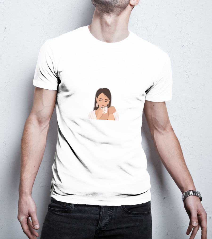 Tana Mongeau White Shirt Female Drinking Coffee T-Shirt