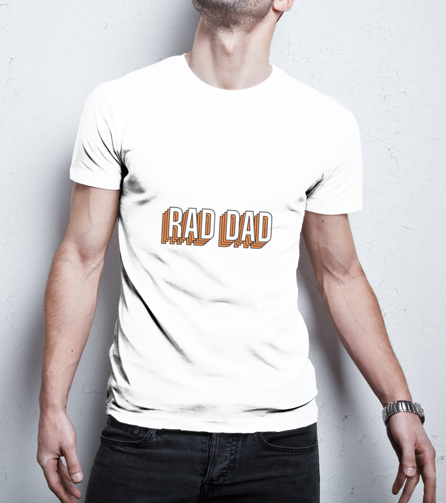 RAD DAD Layered 3D Text With Orange Outline T-Shirt