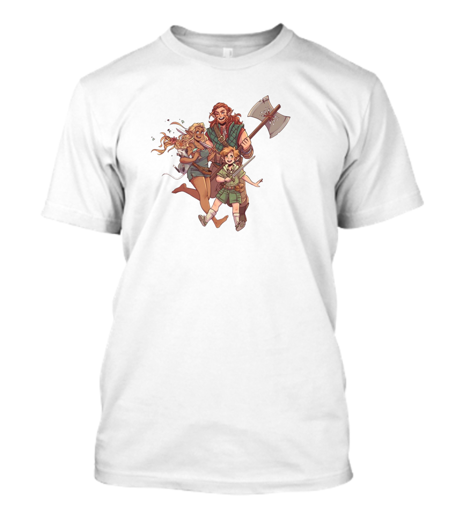 NADDPOD Hardwon Bev And Moonshine Characters Fantasy Adventure T-Shirt