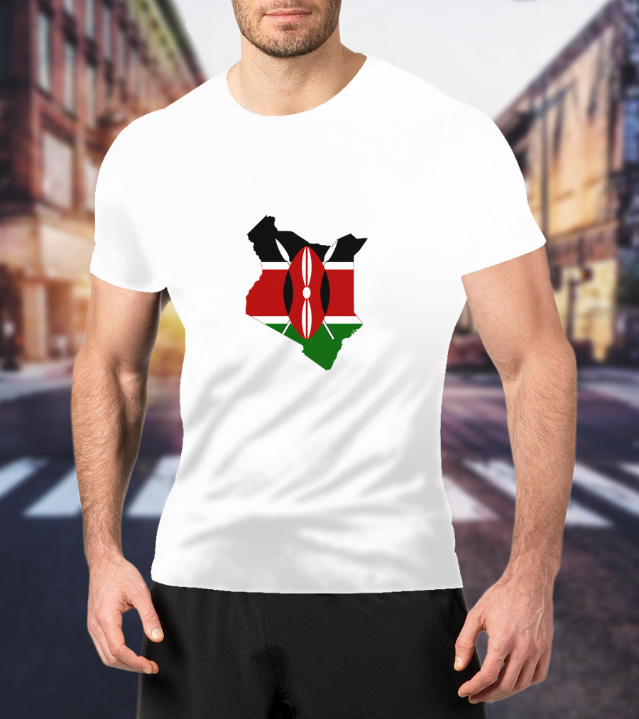 Kenya Flag Map Emblem Badge T-Shirt