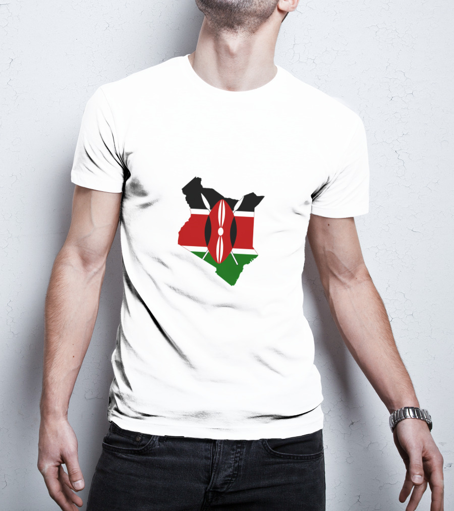 Kenya Flag Map Emblem Badge T-Shirt