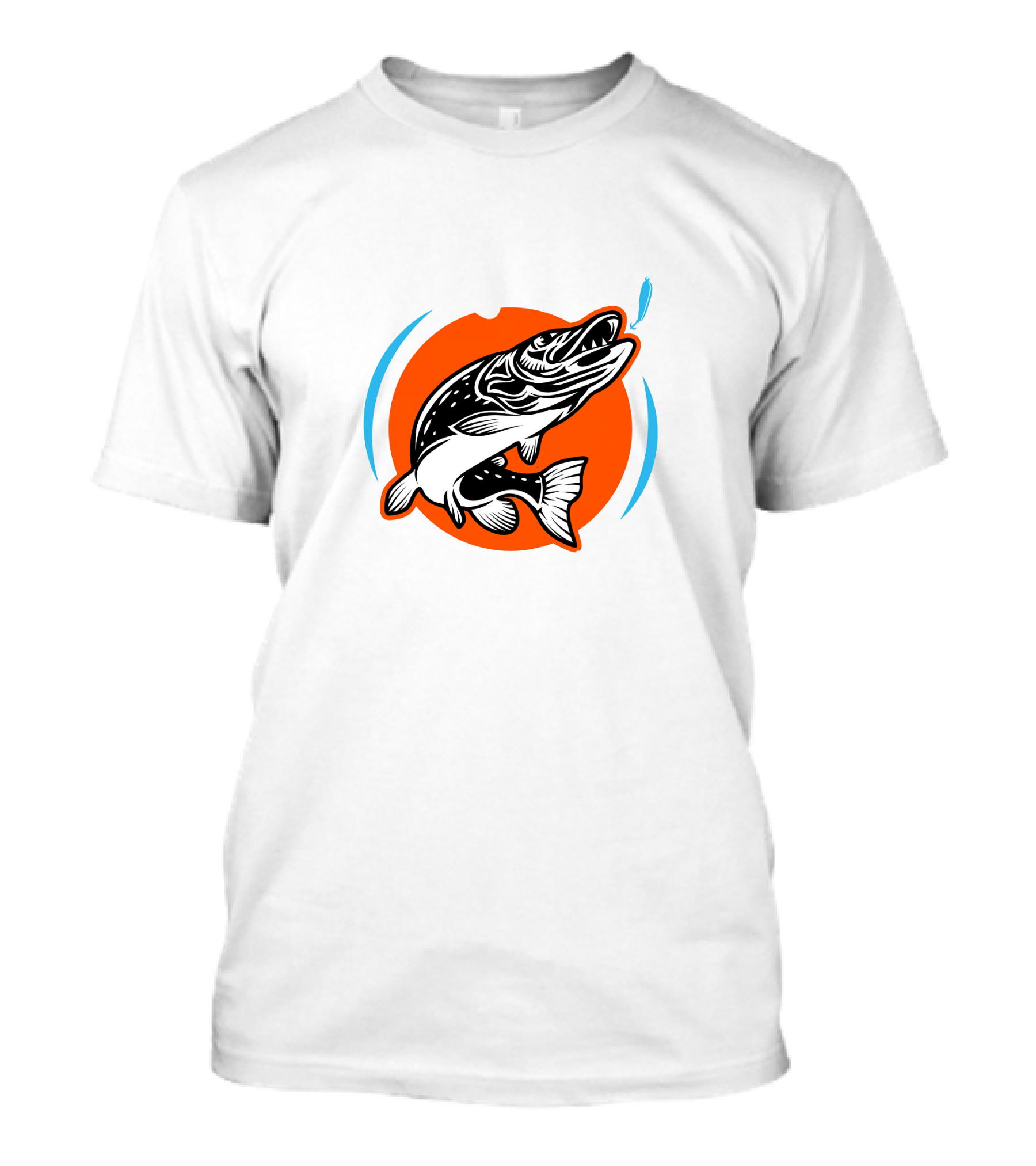 Amoskeag Lake Fish Graphic With Orange And Blue Accents T-Shirt