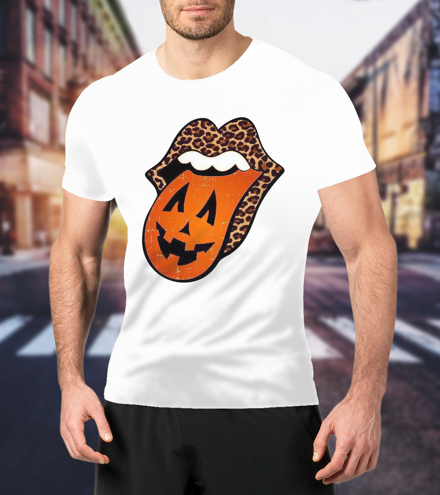 Rolling Pumpkin Leopard Tongue Jack-O'-Lantern T-Shirt