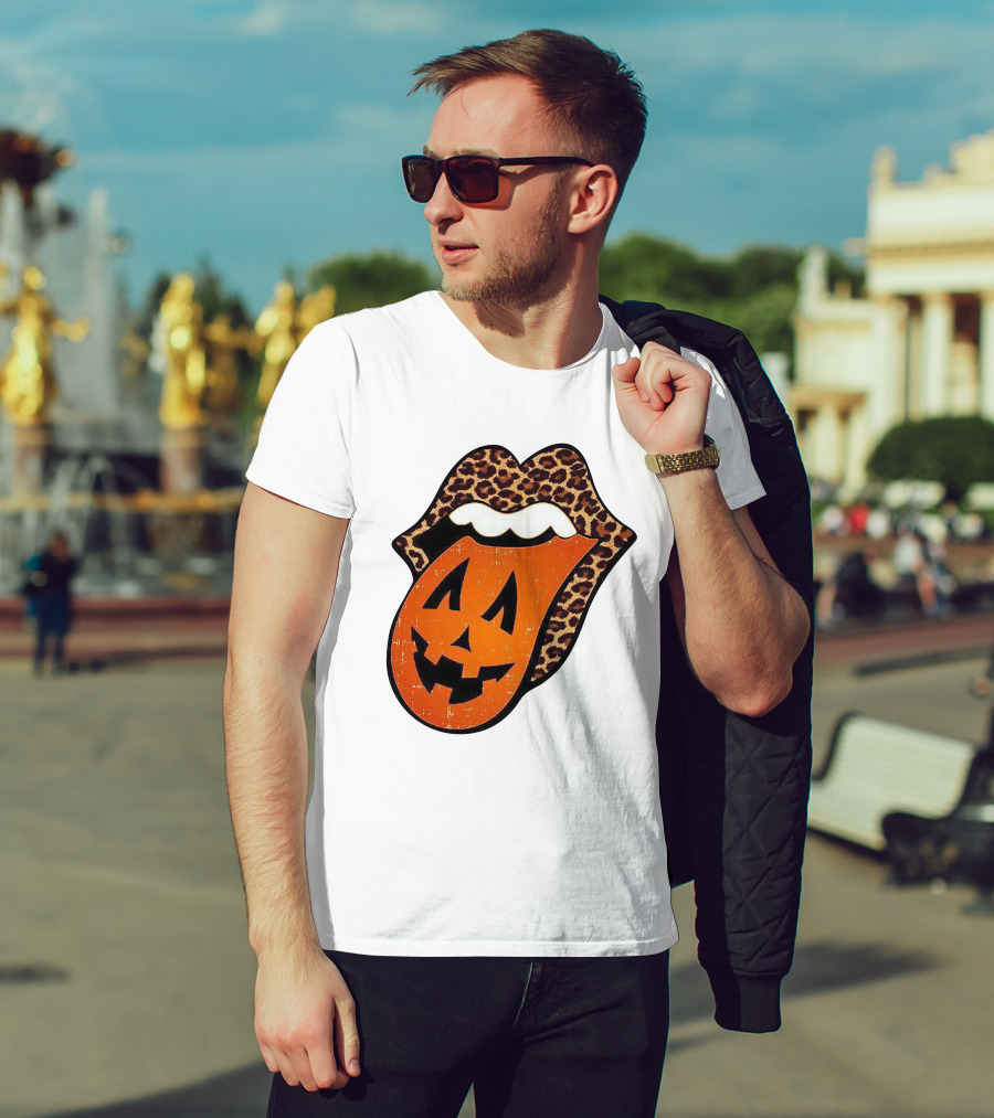 Rolling Pumpkin Leopard Tongue Jack-O'-Lantern T-Shirt
