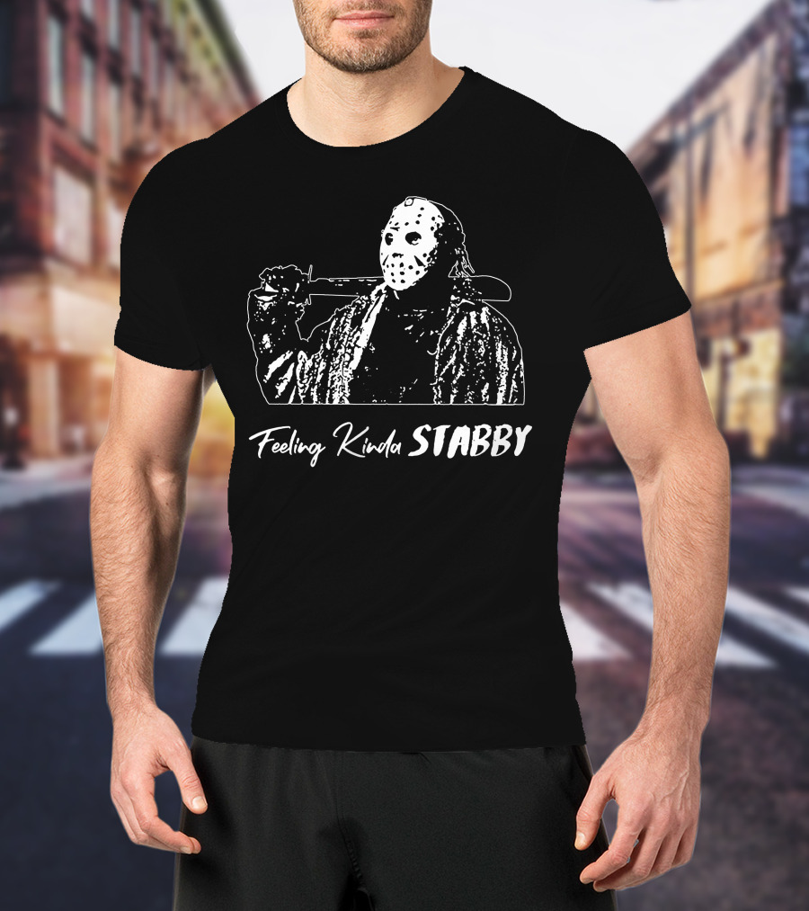 Feeling Kinda Stabby Hockey Mask Horror Character T-Shirt