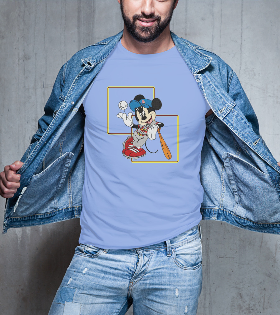 Mickey Mouse Baseball Player Blue Cap Bat And Ball Disney Classic T-Shirt