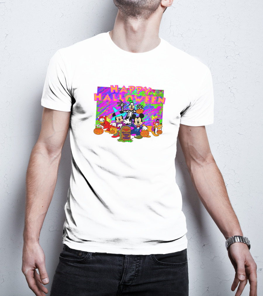 Happy Halloween Mickey Mouse And Friends Pumpkin Tombstone Party T-Shirt