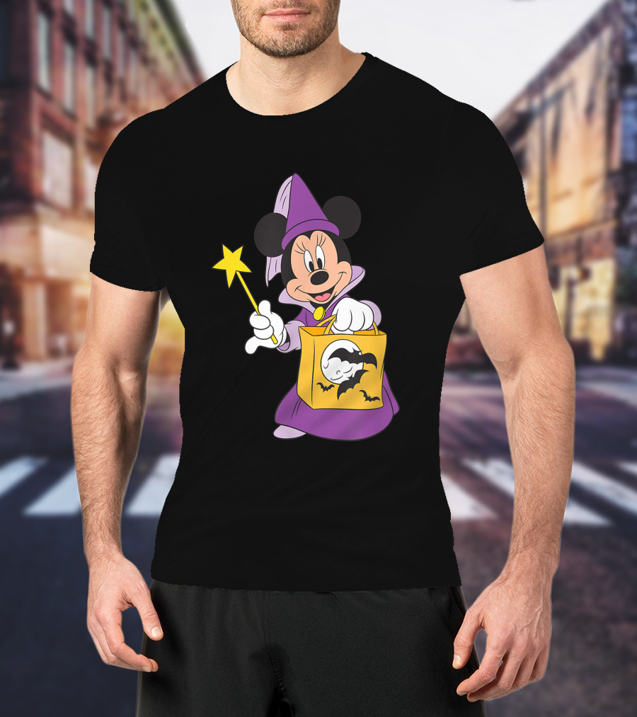 Disney Halloween Minnie Mouse Witch Costume With Magic Wand And Trick-or-Treat Bag T-Shirt