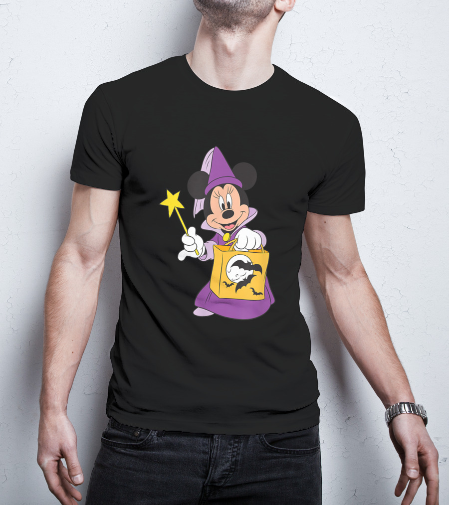 Disney Halloween Minnie Mouse Witch Costume With Magic Wand And Trick-or-Treat Bag T-Shirt