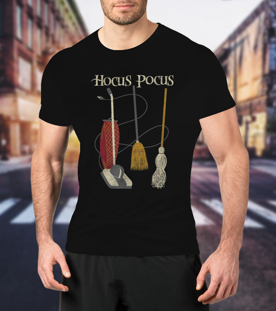 Hocus Pocus Witch Rides Vacuum Broom Mop T-Shirt